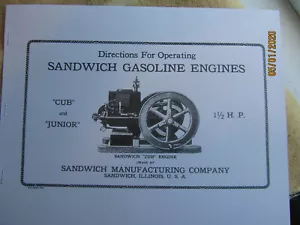 1925 1 1/2HP Sandwich Cub & Junior Gasoline Engine Instruction Manual - Picture 1 of 2