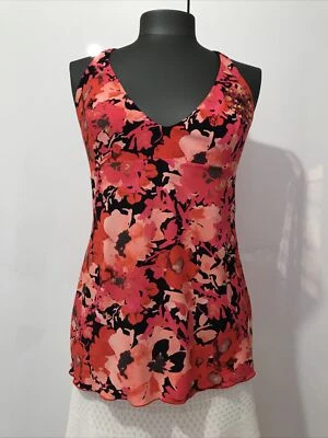 Blumarine  Top  Swim Beach Cami Top Pink Red Floral Size It 46, Xl - Image 1 of 4