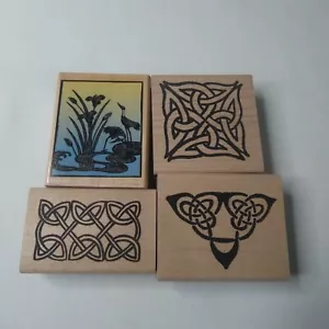4 Large Rubber Stamps (3) Celtic/(1) Cranes in the water - Picture 1 of 5