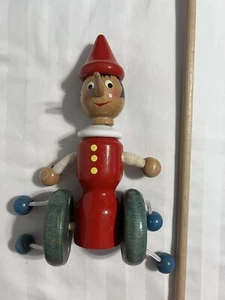 PINOCCHIO ~ By MASTRO GEPPETTO Italy Wooden Toy Doll With Push Wheels Disney - Picture 1 of 13