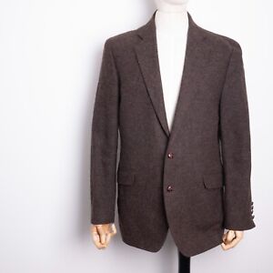 CHESTER BARRIE Mens Solid Tweed Brown Blazer Single Breasted Two Buttons Size 42
