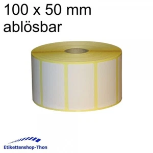 Thermotransfer - Haftetiketten auf Rolle - 100 x 50 mm - 1500 Stück - ABLÖSBAR - Bild 1 von 1