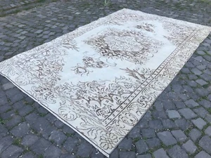 Turecki antyczny dywan Czeski dywan Dywan Oushak Vintage Dywan Ręcznie robiony wełniany dywan - Zdjęcie 1 z 12