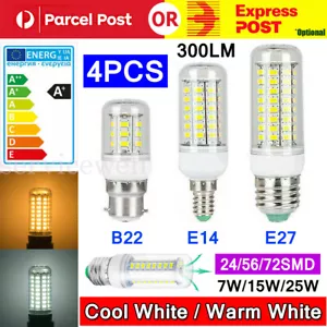 4PCS LED Corn Bulb E27 E14 B22 7W 12W 15W 20W 25W 5730SMD Globe Lamp Spot Light - Picture 1 of 24