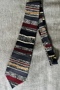 Vintage John Henry Silk Necktie USA Navy Blue Maroon Crème, Copper - Picture 1 of 5