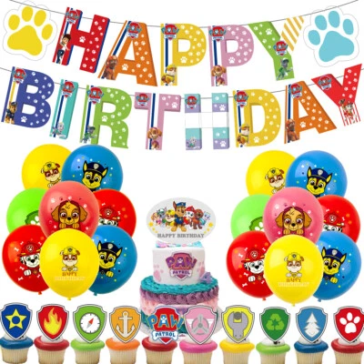 42 pcs Paw Patrol Tableware Set, Latex Balloon, Happy Birthday Banner Party Deco - image 1 of 4