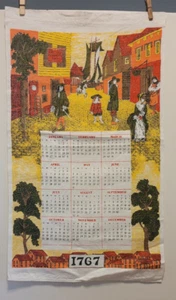 Toalla de té cocina calendario vintage año 1767 pueblo peregrino 16" x 27" - Imagen 1 de 4