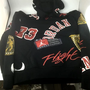 Jordan Hoodie Pullover  Men's Brooklyn Fleece Black Red Graffiti Siz M - Picture 1 of 6