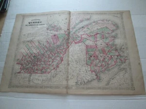 1867 ANTIQUE MAP, 1868 A.J. JOHNSON ATLAS, "QUEBEC of DOMINION OF CANADA" - Picture 1 of 7