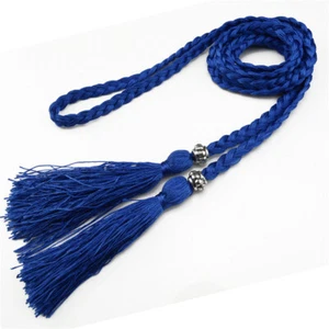 Braided Tassel Belt Dress Bow Knotted Decoration Waistband Twist Weaving Vintage - Picture 1 of 35