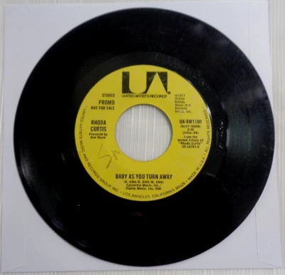 Rhoda Curtis: Baby As You Turn Away (Stereo/Mono) 1977 UA-XW1108 Promo Press G+ - Image 1 of 4