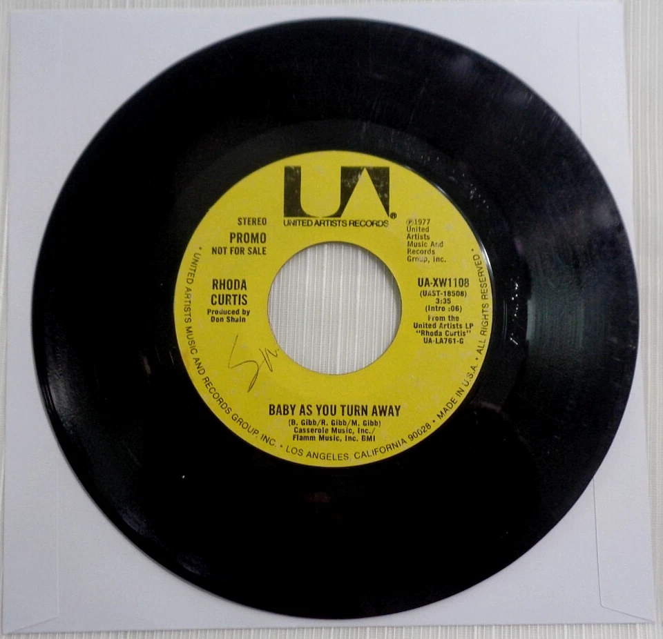 Rhoda Curtis: Baby As You Turn Away (Stereo/Mono) 1977 UA-XW1108 Promo Press G+ - Image 1 of 4