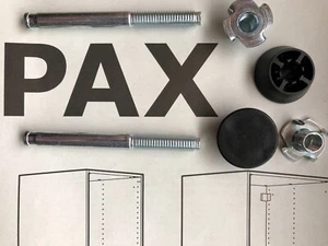 2 dreiteilige IKEA Füße schwarz für Schrank PAX höhenverstellbar unbenutzt - Bild 1 von 6
