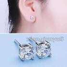 Classic Small 5mm White Zircon Four Claws Silver 925 Stud Earring-ea573