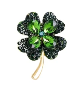 Hermoso Broche Trébol Cristal Prendedor Día de San Patricio Joyería Colección Regalo - Imagen 1 de 8