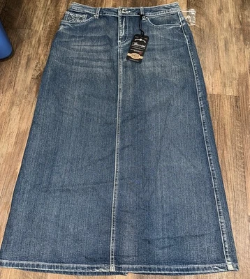 Falda Baccini Larga Denim Para Mujer Azul Talla 10 Bolsillos Midi Bolsillos Abertura Trasera Nueva con Etiquetas Foto 1 de 4