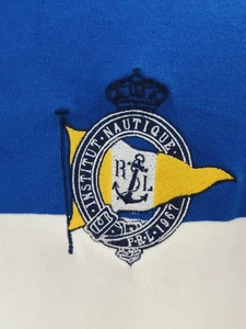 POLO RALPH LAUREN RUGBY LONG SLEEVE SHIRT NAUTIQUE CREST LOGO XL ~ Vintage - Picture 1 of 5