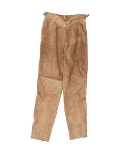 C & A Womens Slim Suede Casual Trousers EU 40 Medium W30 L34 Brown Leather ZW11 - Picture 1 of 3