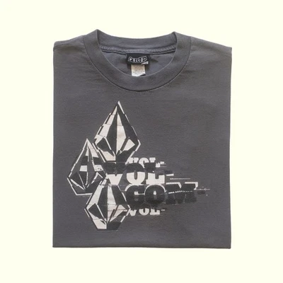 VOLCOM SKATEBOARDING VTG 90s Y2K FADED STONE GRAPHIC GRAY T SHIRT MENs SZ L - Image 1 of 4