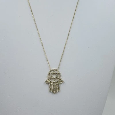 Hamsa(上帝之手)大卫之星镀金纯银CZ项链 — 第 1/4 张图片