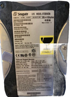SEAGATE Model ST320423A 20.4 Gb Hard Drive (A19) - Image 1 of 2