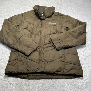 Columbia Puffer Jacket Brown Full Zip Mock Neck Mens Size Medium M - Picture 1 of 15