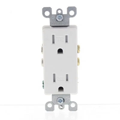 Leviton Blanco RAYADO Resistente a Manipulaciones Decora Outlet 5-15R 15A T5325-W Foto 1 de 4