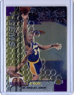 1999-00 TOPPS FINEST SHAQUILLE O'NEAL GEMS w/PROTECTIVE FILM LOS ANGELES LAKERS - Image 1 of 2