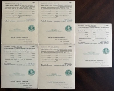 1936 Federal Theater Project Brooklyn NY Postal Cards Stamp New Deal Depression - Image 1 of 4