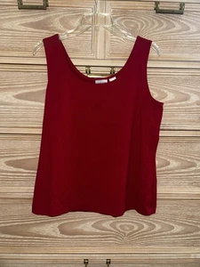 Chico’s Red Scoop Neck Sleeveless Tank Top Shell Stretchy Size 2 - Picture 1 of 2