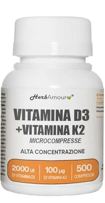 VITAMINA D3 K2 (Dura 1 anno e 4 mesi) 500 Micro Compresse Alto Dosaggio e - Immagine 1 di 4
