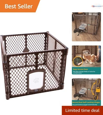 Puerta plegable para mascotas con cerradura de plástico de 4 paneles para interiores y exteriores Foto 1 de 4