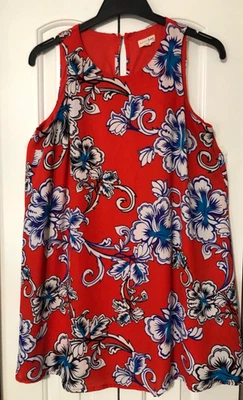 Womens Orange Floral Sleeveless A-Line Dress  Size M - Image 1 of 4