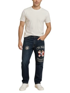 Von Dutch Jeans Men's With Embroidered Batch Eyeball Wings Fire Blue Size 34 - Picture 1 of 15