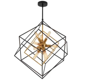 Artika Imperium 9-Light Black & Gold Modern Sputnik Cage Chandelier Light - Picture 1 of 3