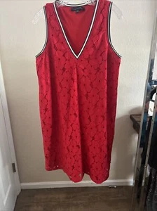 Tommy Hilfiger Ref Floral Lace V Neck Knee Length Sleeveless Shift Dress Size M - Picture 1 of 12