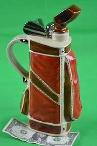 VINTAGE GOLF CLUB CERAMIC BOTTLE DECANTER MUSIC BOX PLAYS TUNE:  "HOW DRY I AM" - Picture 1 of 12