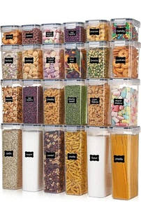24 PCS Food Storage Boxes Containers with Lids Plastic Clear with Sticker Sealed - Picture 1 of 5