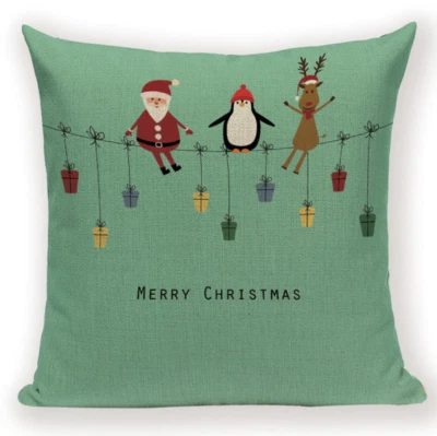 Capa de travesseiro Merry Xmas Presents X2 inverno dezembro Papai Noel presentes - Imagem 1 de 4