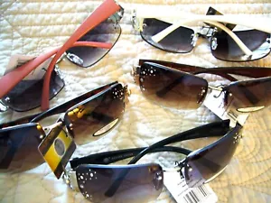 Damen Sonnenbrille Randlos Strass Slim Design Damensonnenbrille 8201RS - Bild 1 von 16