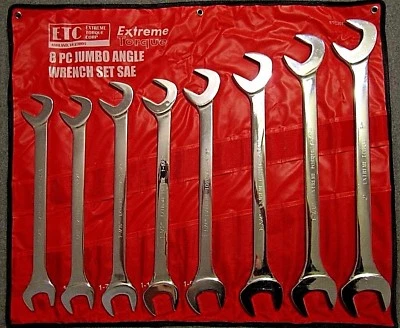 SAE Chrome Full Polish Jumbo Line Angle Wrench Set Extreme Torque 1-5/16 to 2" - Image 1 of 3