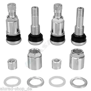 HASKYY® 4x SILBER Aluminium Felgenventile 11,3mm Metallventil Ventil Alufelgen - Bild 1 von 3