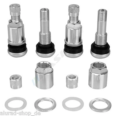 HASKYY® 4x SILBER Aluminium Felgenventile 11,3mm Metallventil Ventil Alufelgen