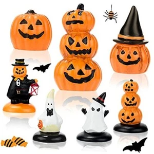 7 Pieces Halloween Miniature Pumpkin Figurines Mini Resin Pumpkin Ghost - Picture 1 of 7