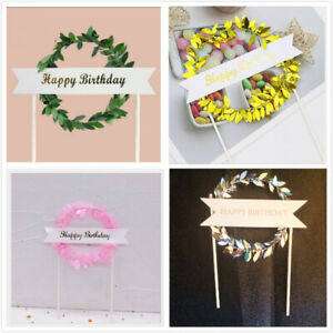 Pretty Happy Birthday Cake Topper Party Supply Cake Decoration Gold And Silver 