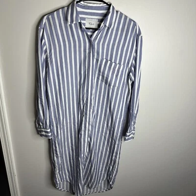 Rails Ames Turin Stripe Dress Collared Oversized Button Long Sleeve Womens XS - Image 1 of 4