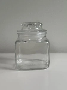 Anchor Hocking Vintage Apothecary Square Storage Jar clear Glass With lid 10 oz - Picture 1 of 3