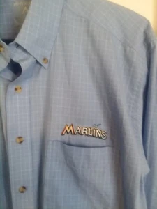 Miami Marlins Florida Baseball Antigua Brand t polo Dress Shirt S Small - Picture 1 of 3