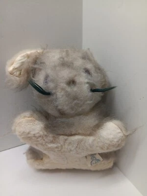 Vtg Plush Stuffed Toy Gray Knickerbocker BUNNY RABBIT Satin  Ears - Image 1 of 4