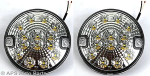 2 x 12/24v 14 LED Hamburger Clear Reverse Light E4 Round Trailer Car Van New - Picture 1 of 4
